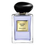 Armani Privé Figuier Eden Eau de Toilette 100ml bottle with gold label and black cap, showcasing its luxurious unisex fresh & woody fragrance.