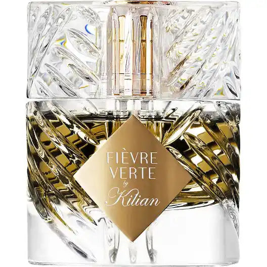 Kilian Fièvre Verte – Eau de Parfum (50ml) in a sculpted glass bottle with gold label, ideal for luxury fragrance collectors and perfume lovers.