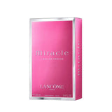 Angled view of Lancome Miracle Eau de Parfum 100ml box in vibrant pink and silver, highlighting its elegant and long-lasting floral scent.