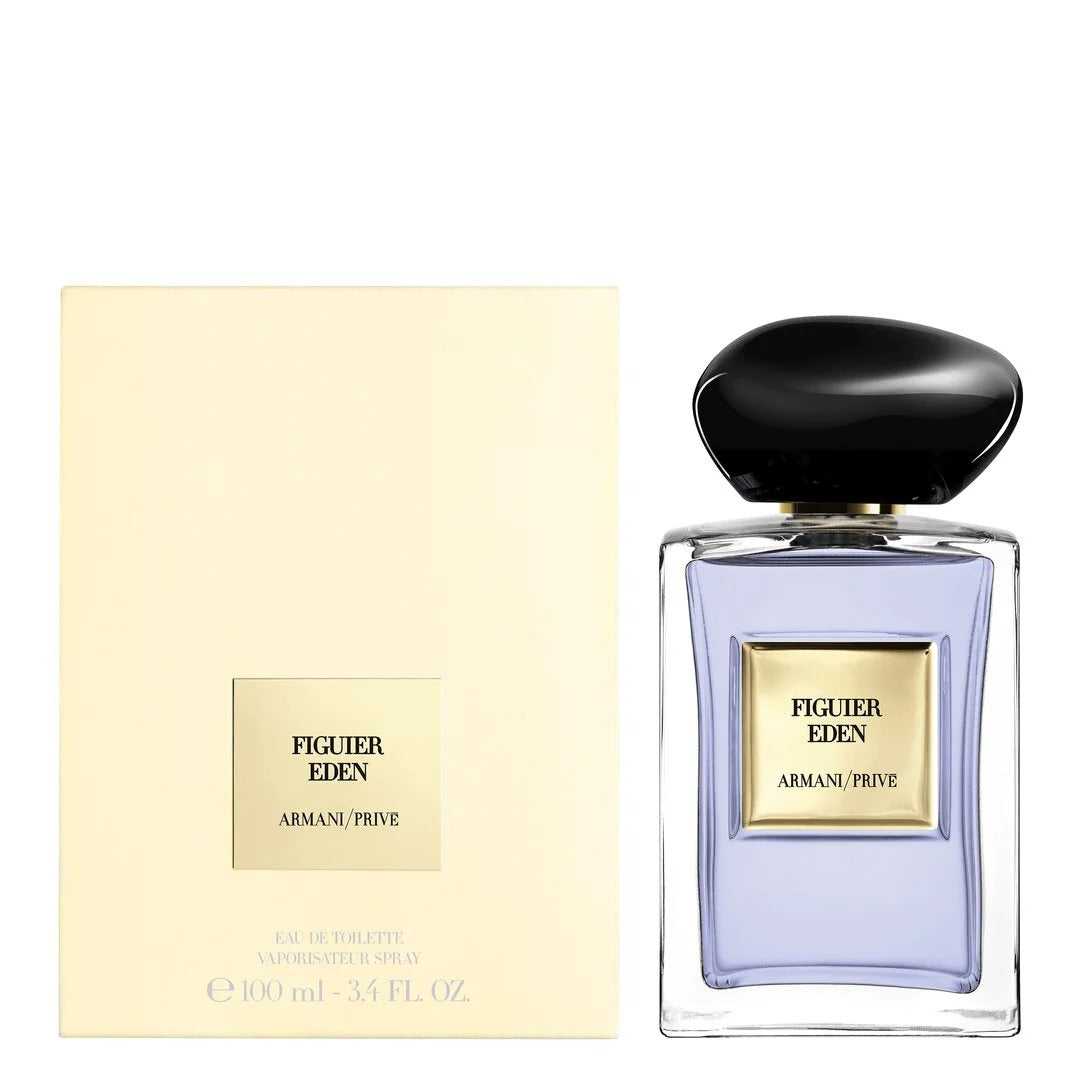 Armani Privé Figuier Eden Eau de Toilette 100ml with packaging box, ideal for gifting a fresh and woody unisex luxury fragrance.